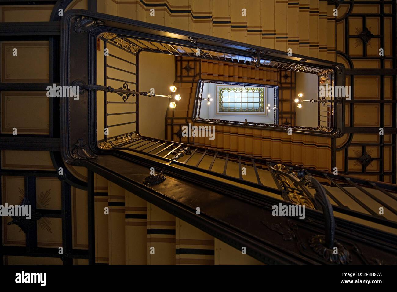 Looking up from below into the original rebuilt staircase, Berlin Cathedral, Berlin, Germany, Europe Stock Photo