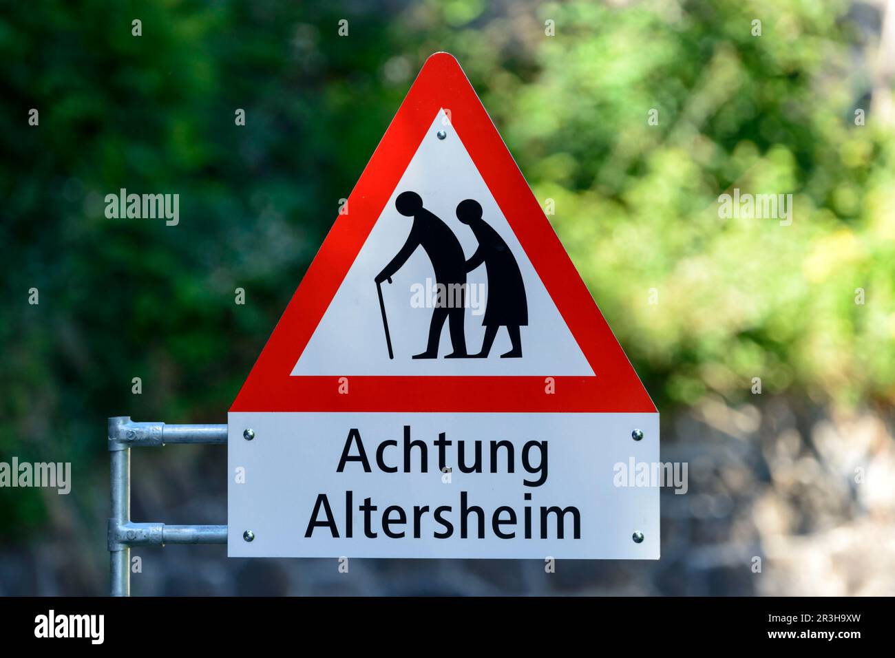 Street sign, old people's home, Bernese Oberland, Switzerland Stock Photo