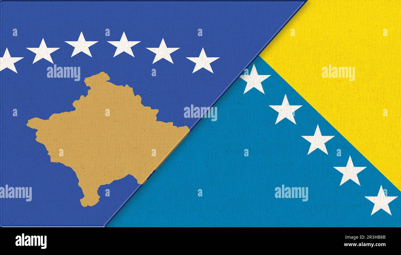 War between Bosnia and Herzegovina and Kosovo. Military conflict between Kosovo and Bosnia Stock Photo