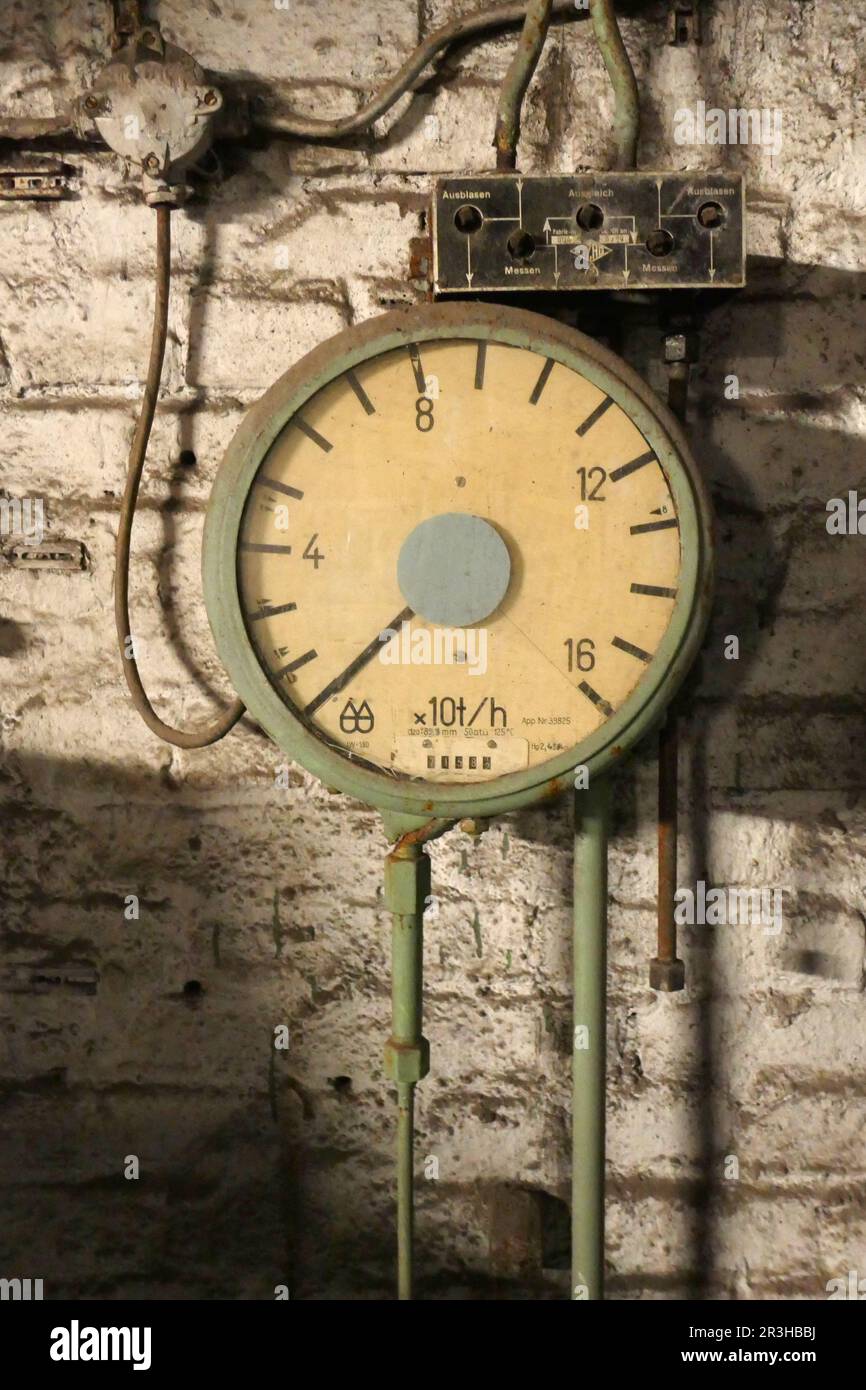 Obsolete meter in the PeenemÃ¼nde power plant Stock Photo