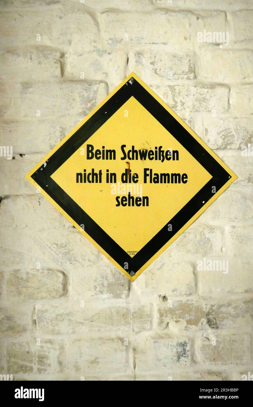 Welding warning sign Stock Photo Alamy