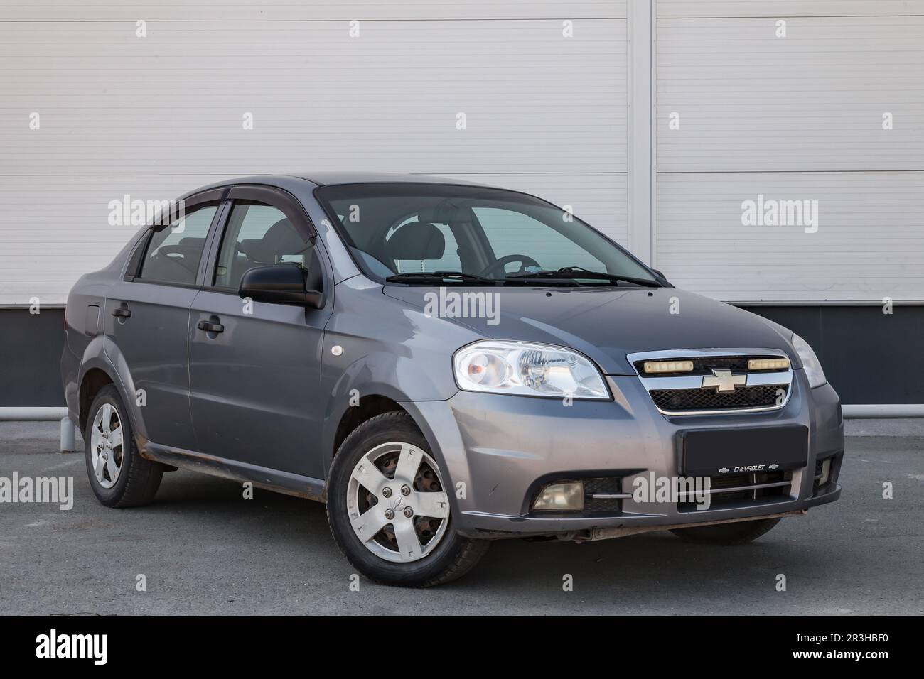Pavlodar, Kazakhstan - 05.10.2023: Chevrolet Aveo Klas in gray color on the parking Stock Photo