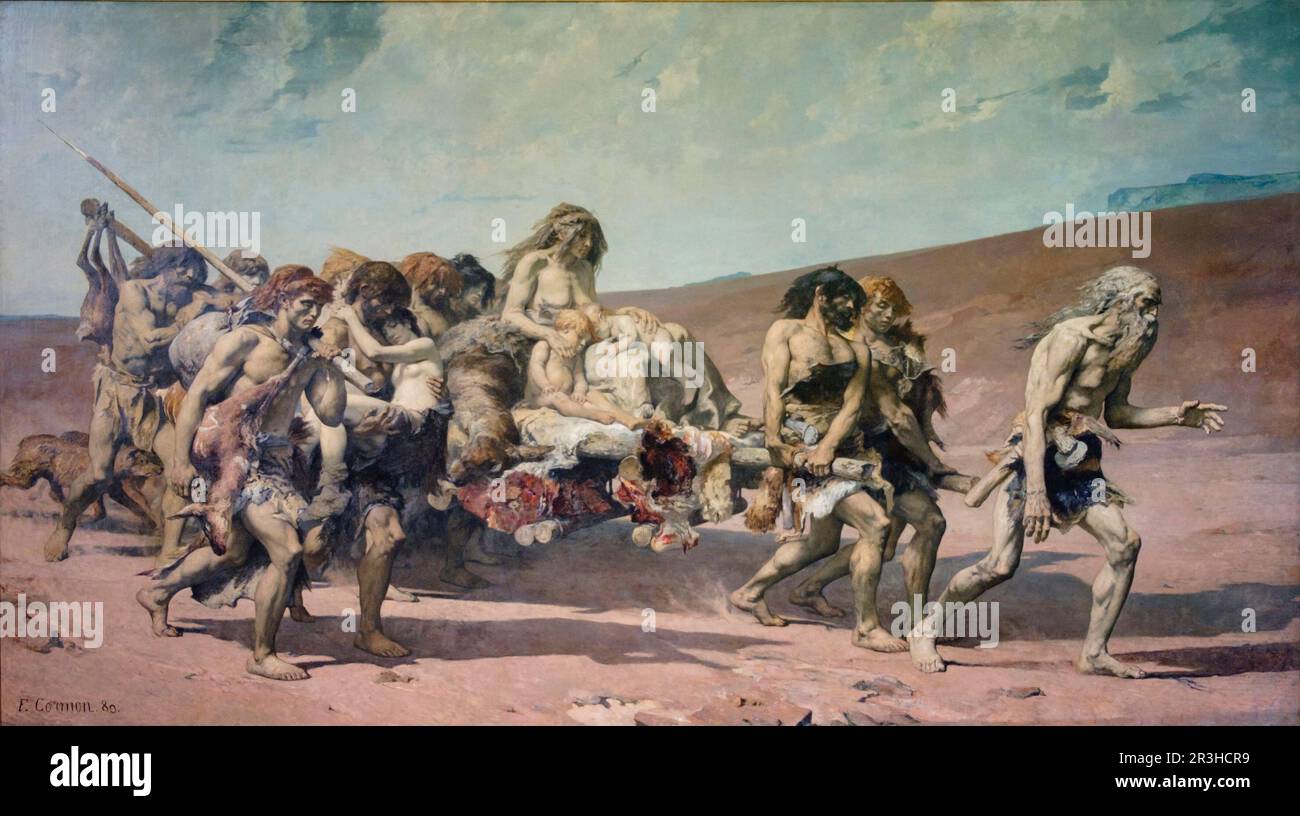 Fernand Cormon (1845-1924),. Caín, 1880,. Óleo sobre lienzo, Museo de Orsay, Ministerio de Cultura y Comunicación Francés, Paris, France,Western Europe. Stock Photo