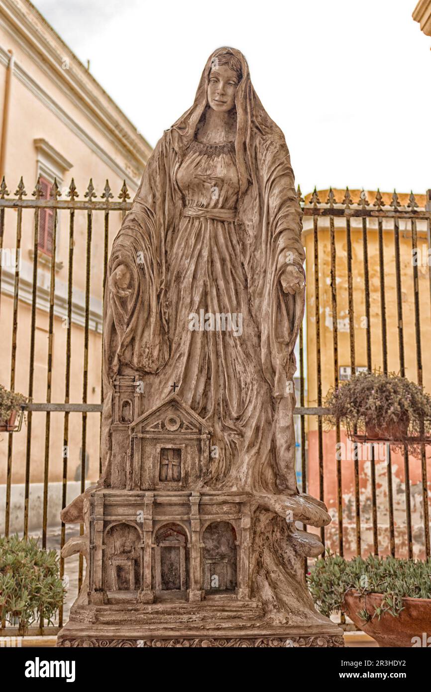 Blessed Virgin Mary statue in Gallipoli (Le) Stock Photo