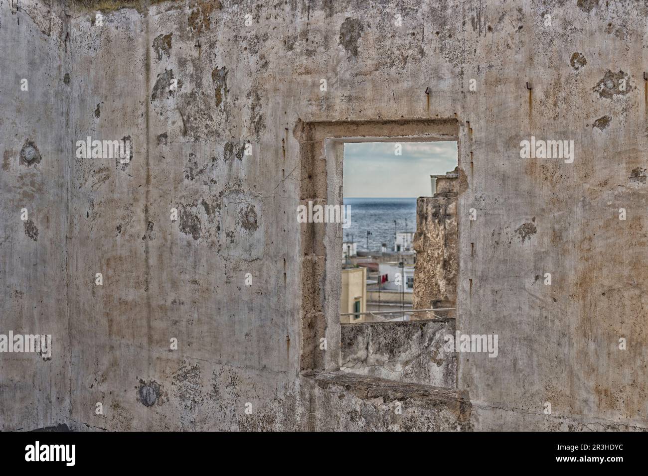 Square window on Doxi Stracca Fontana Palace in Gallipoli (Le) Stock Photo