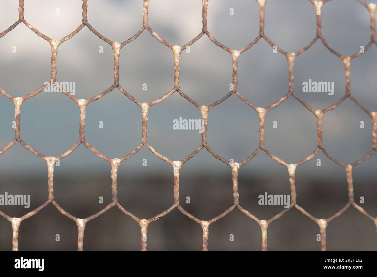 Old wire mesh on Doxi Stracca Fontana Palace in Gallipoli (Le) Stock Photo