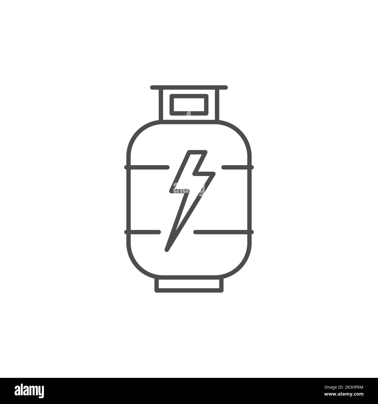 Gas cylinder related vector linear icon. Metal tank with industrial flammable fuel. Gas tank