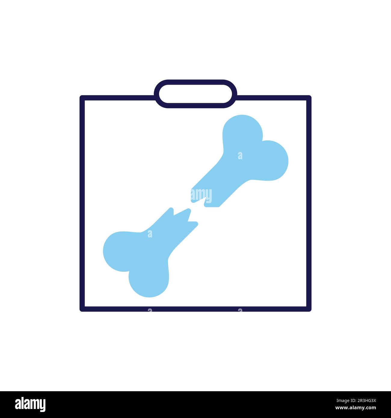 X-ray related vector line icon. Broken bone. Isolated on white background. Vector illustration. Editable stroke Stock Vector