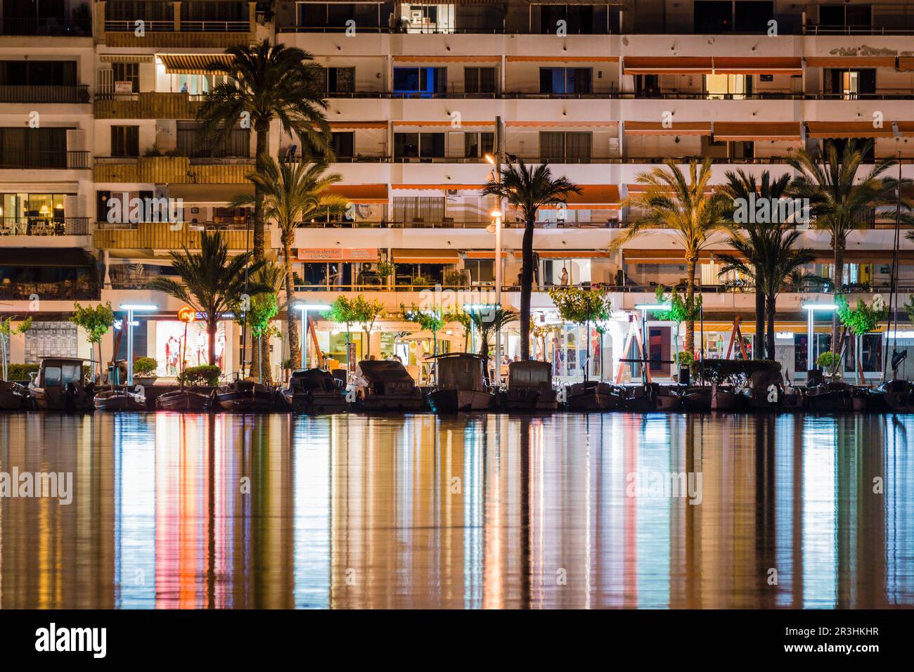 restaurantes, puerto de Alcudia,Mallorca, islas baleares, Spain. Stock Photo