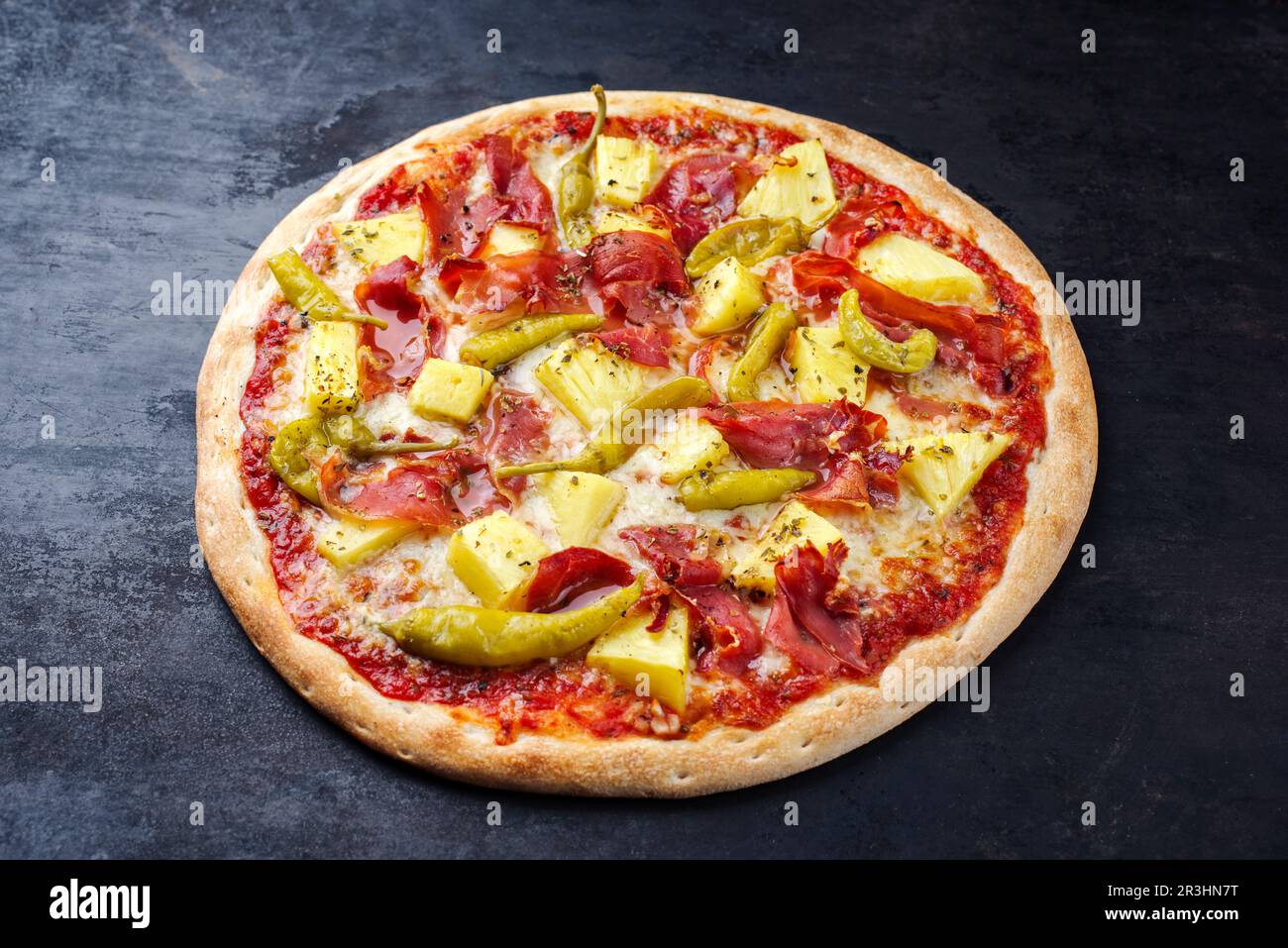 Traditional Italian pizza Hawaii with ham Stock Photo Alamy