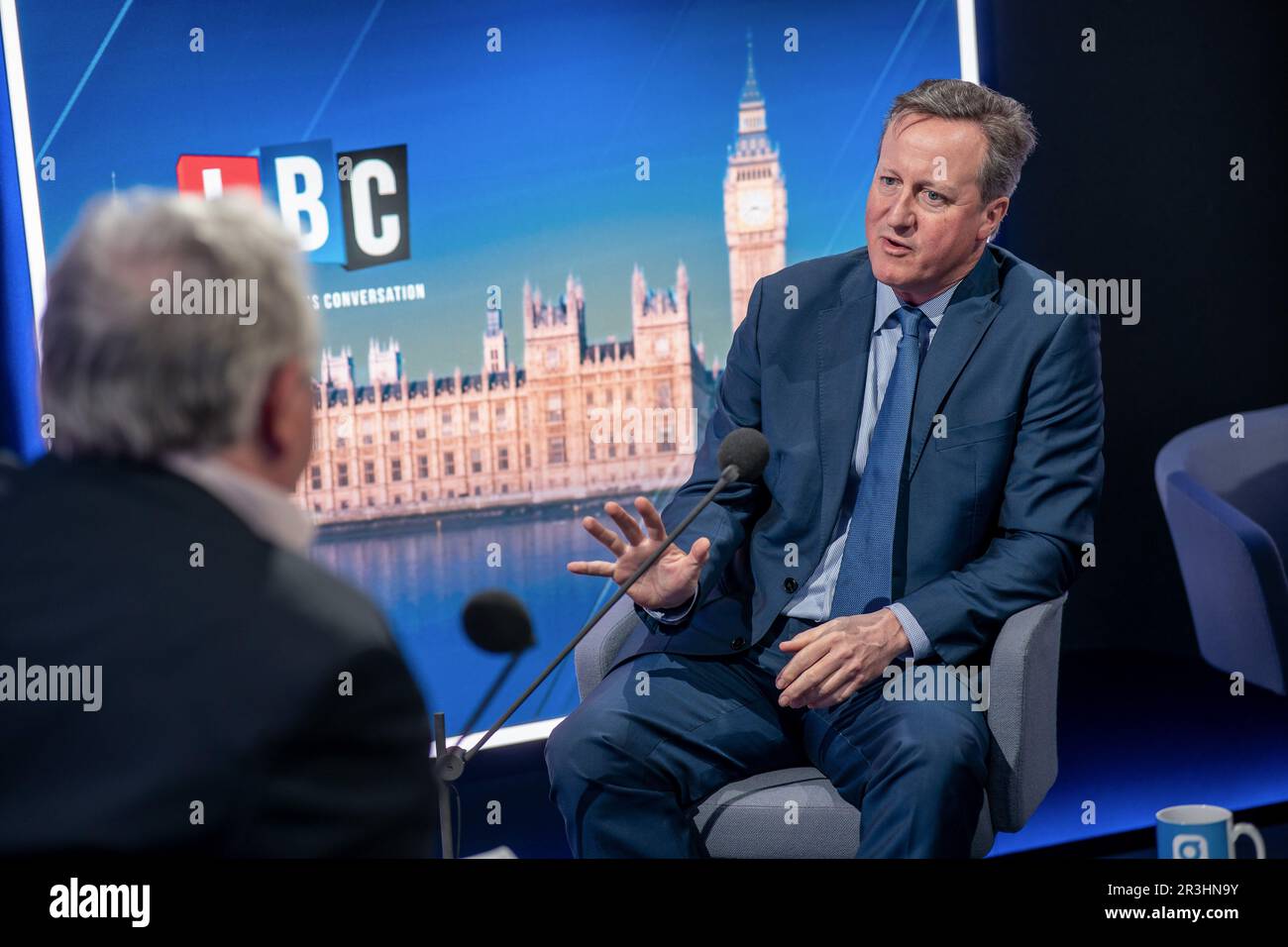 Former prime minster David Cameron pre-records an interview with LBC's ...