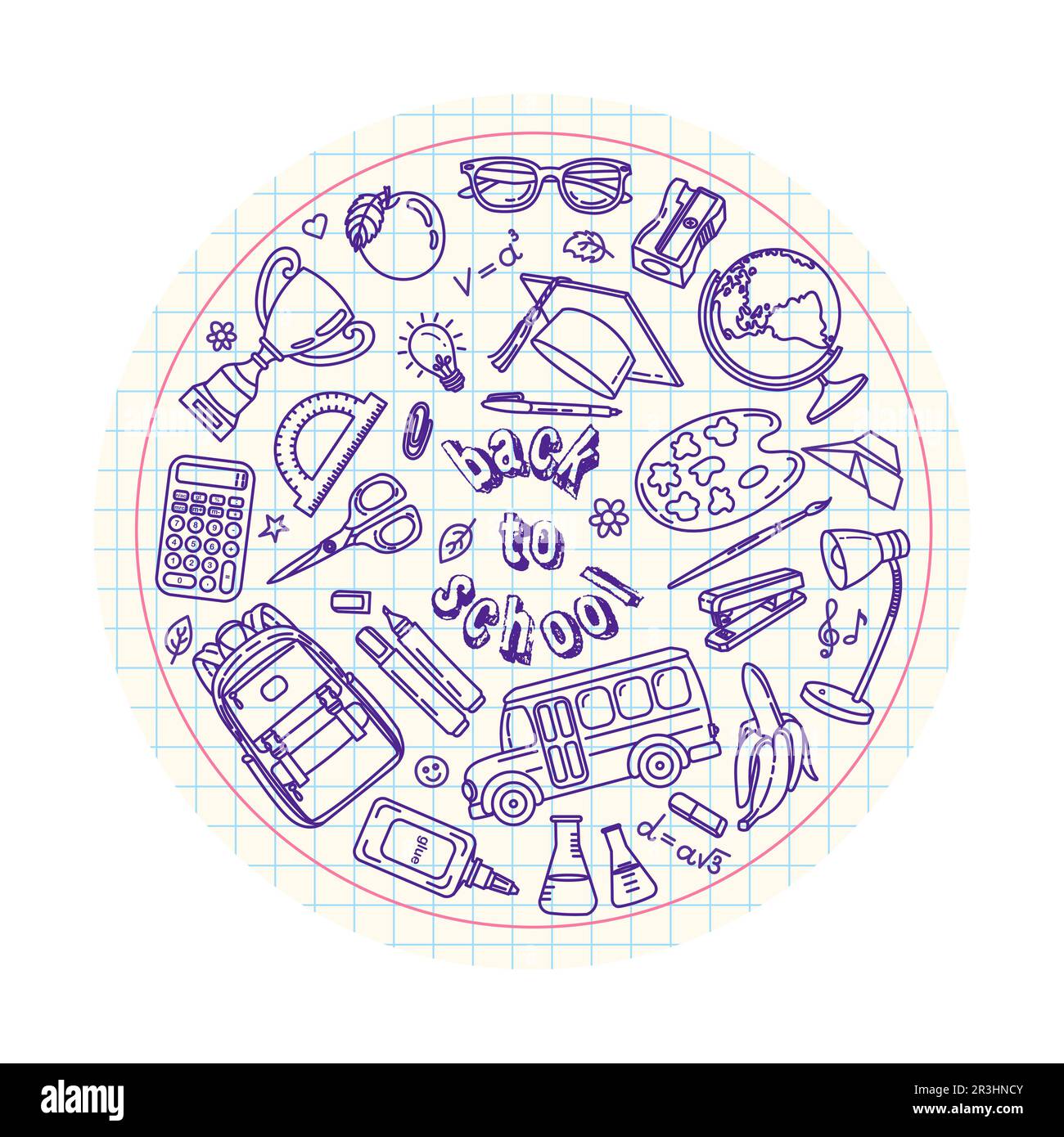 Creative Collection Of Art Supplies In A Circle Clipart Vector