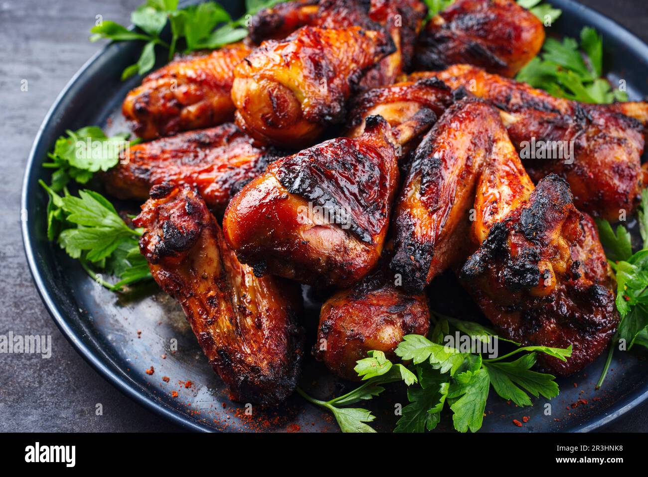 Traditional Barbecue Chicken Wings And Drumsticks With Hot Chili And