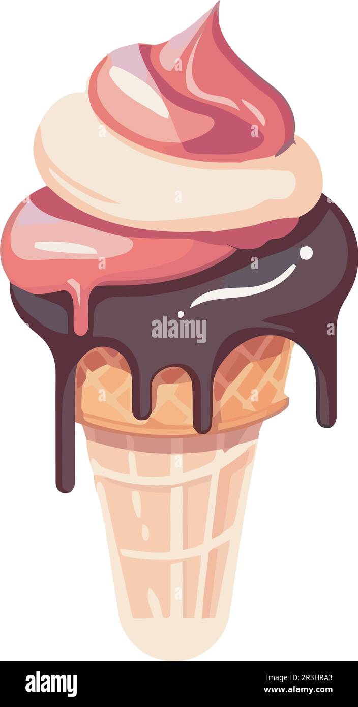 Ice cream sundae with chocolate sauce Stock Vector