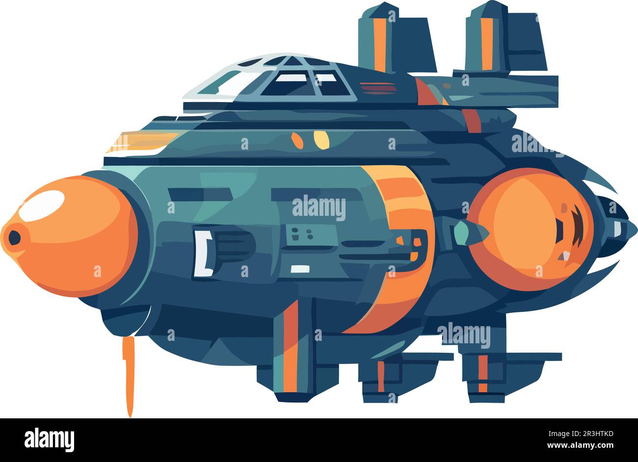 Futuristic cyborg army battles in space war Stock Vector