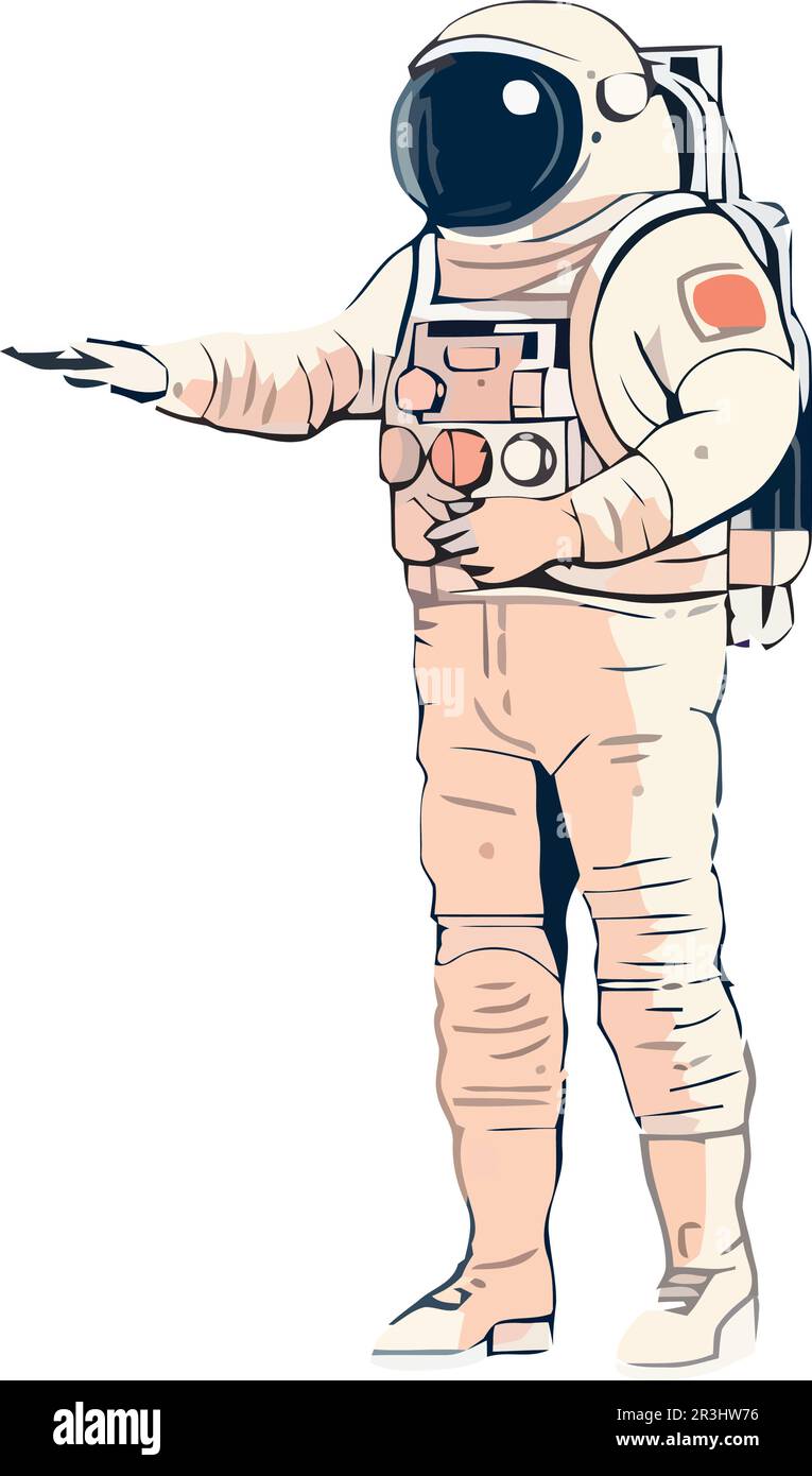 Futuristic astronaut standing with equipment Stock Vector