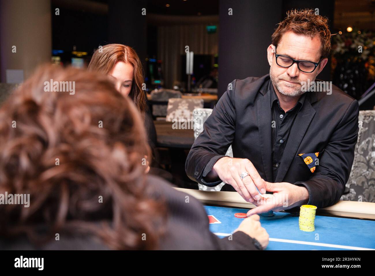 Swedish TV personality Rickard Olsson at a Poker school in Mariehamn, Åland, Finland. June 2012. Stock Photo