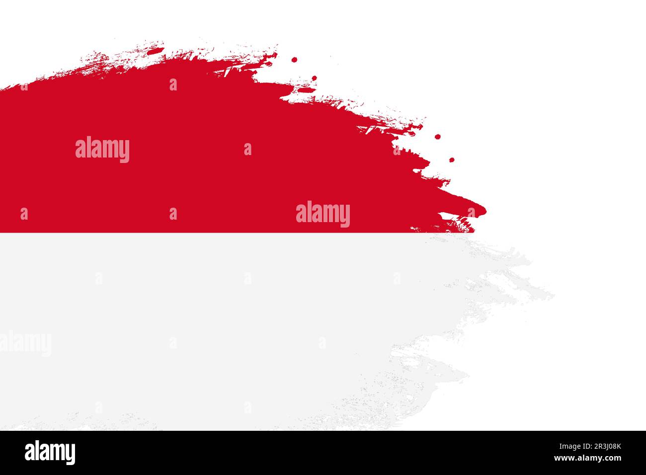 Monaco flag on a stained stroke brush painted isolated white background with copy space Stock Photo