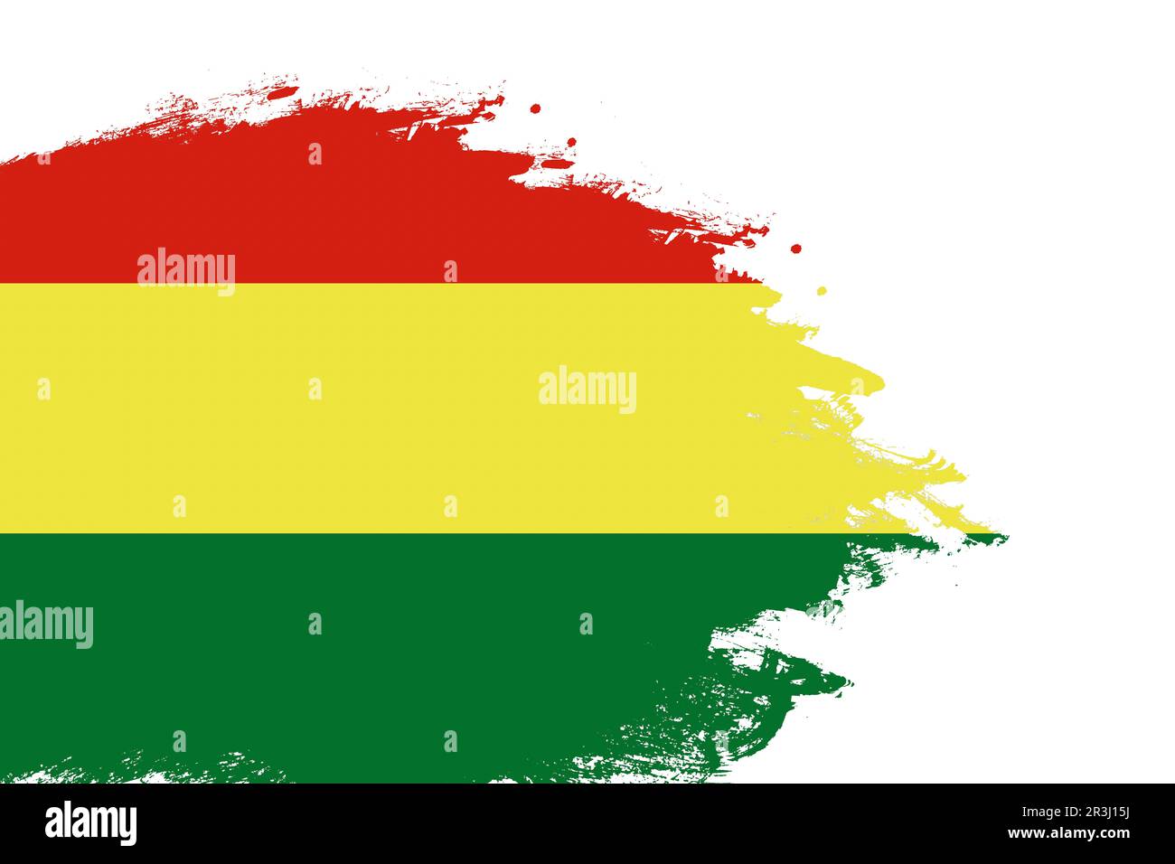 Bolivia flag on a stained stroke brush painted isolated white background with copy space Stock Photo