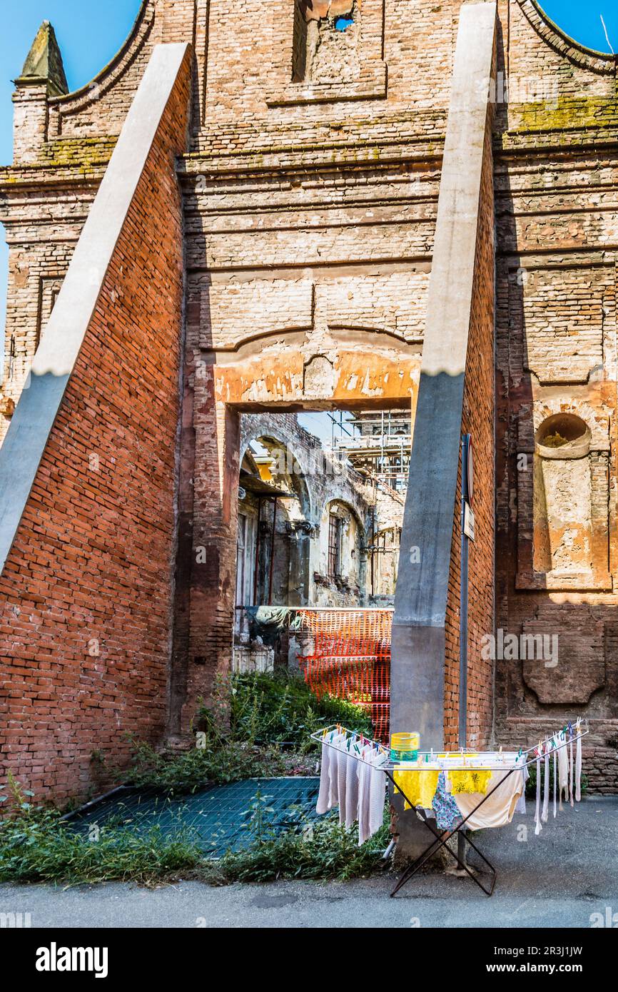 Drying rack in front of historic ruins Stock Photo - Alamy