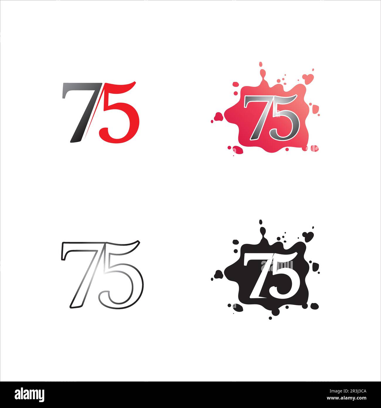 75 Text Number Happy New Year vector design and text number 75 Stock Vector Image ...