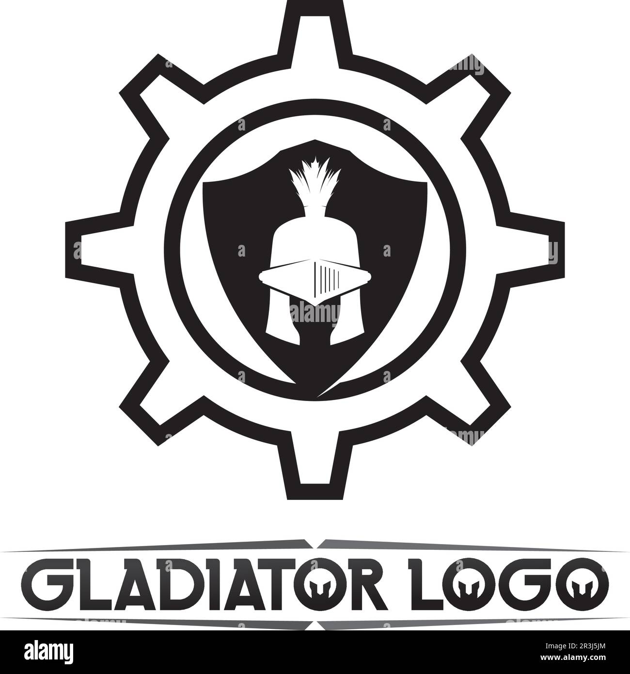 spartan logo black Glaiator and vector design helmet and head Stock Vector