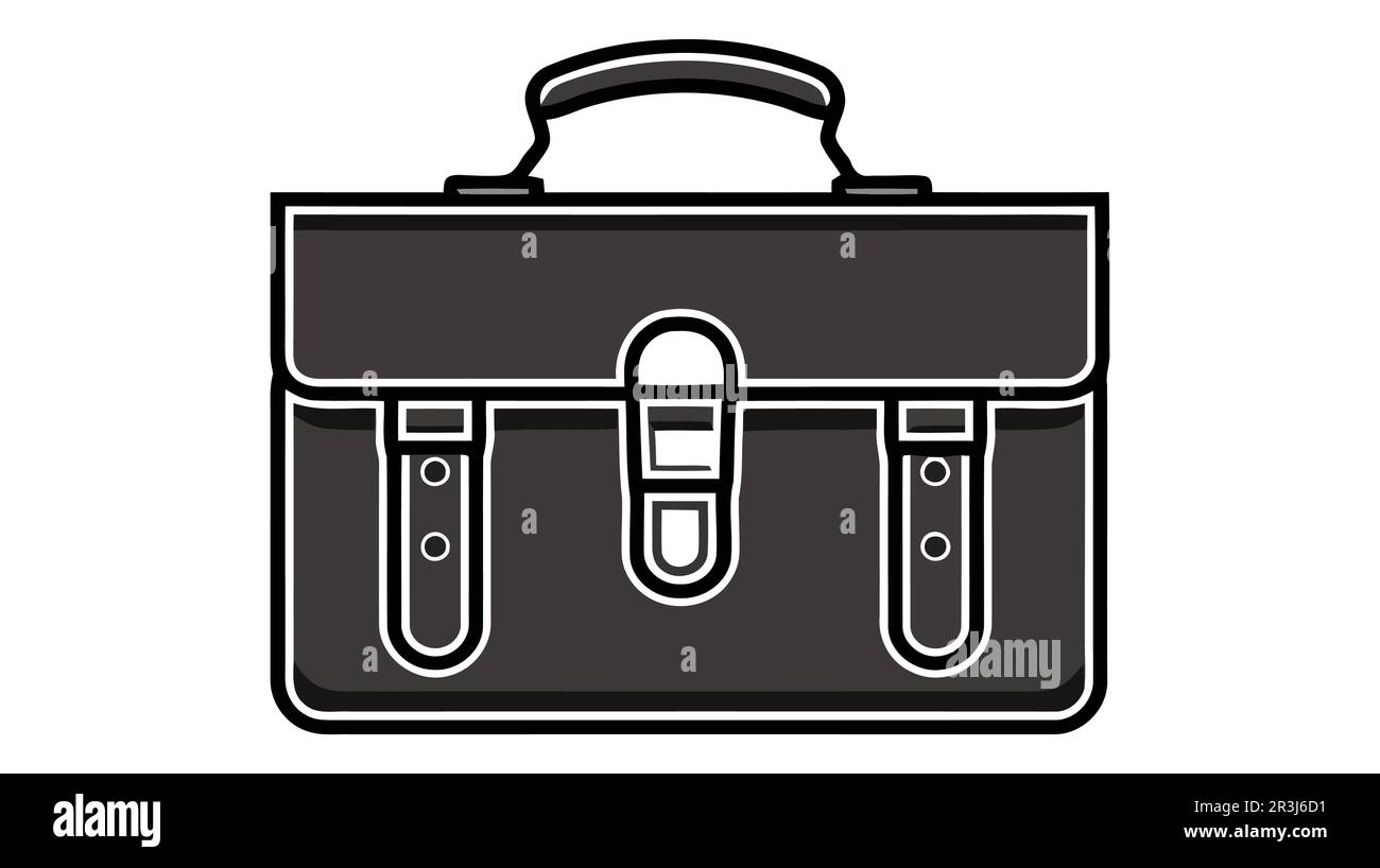 Briefcase black and white icon. Vector illustration on white background ...