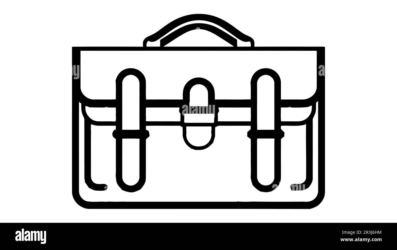 Briefcase black and white icon. Vector illustration on white background ...