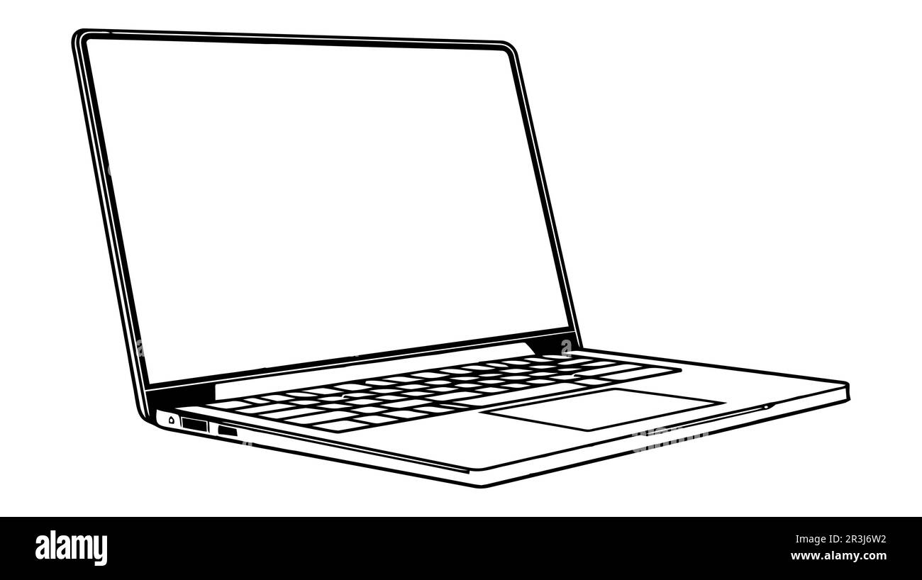 Laptop vector icon, logo, mockup isolated on white background Stock Vector