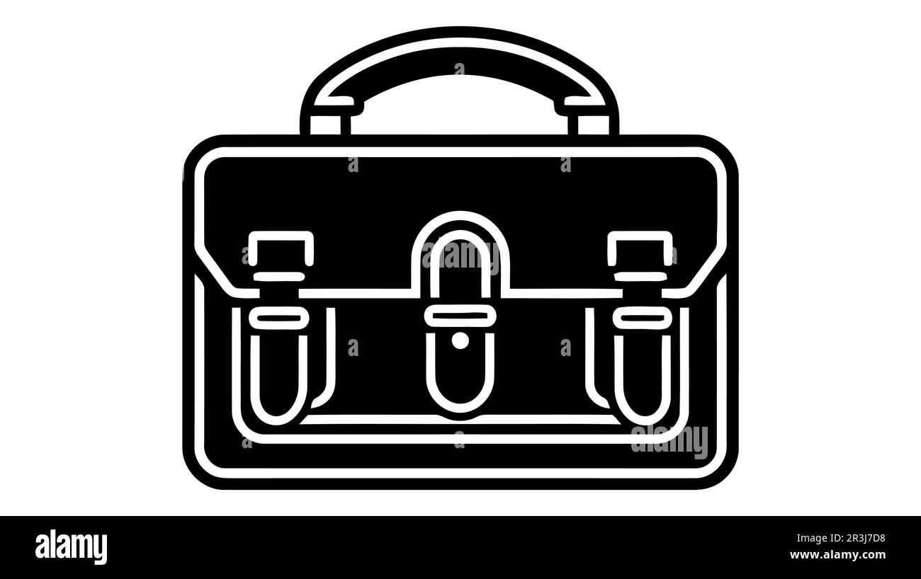 Briefcase black and white icon. Vector illustration on white background ...