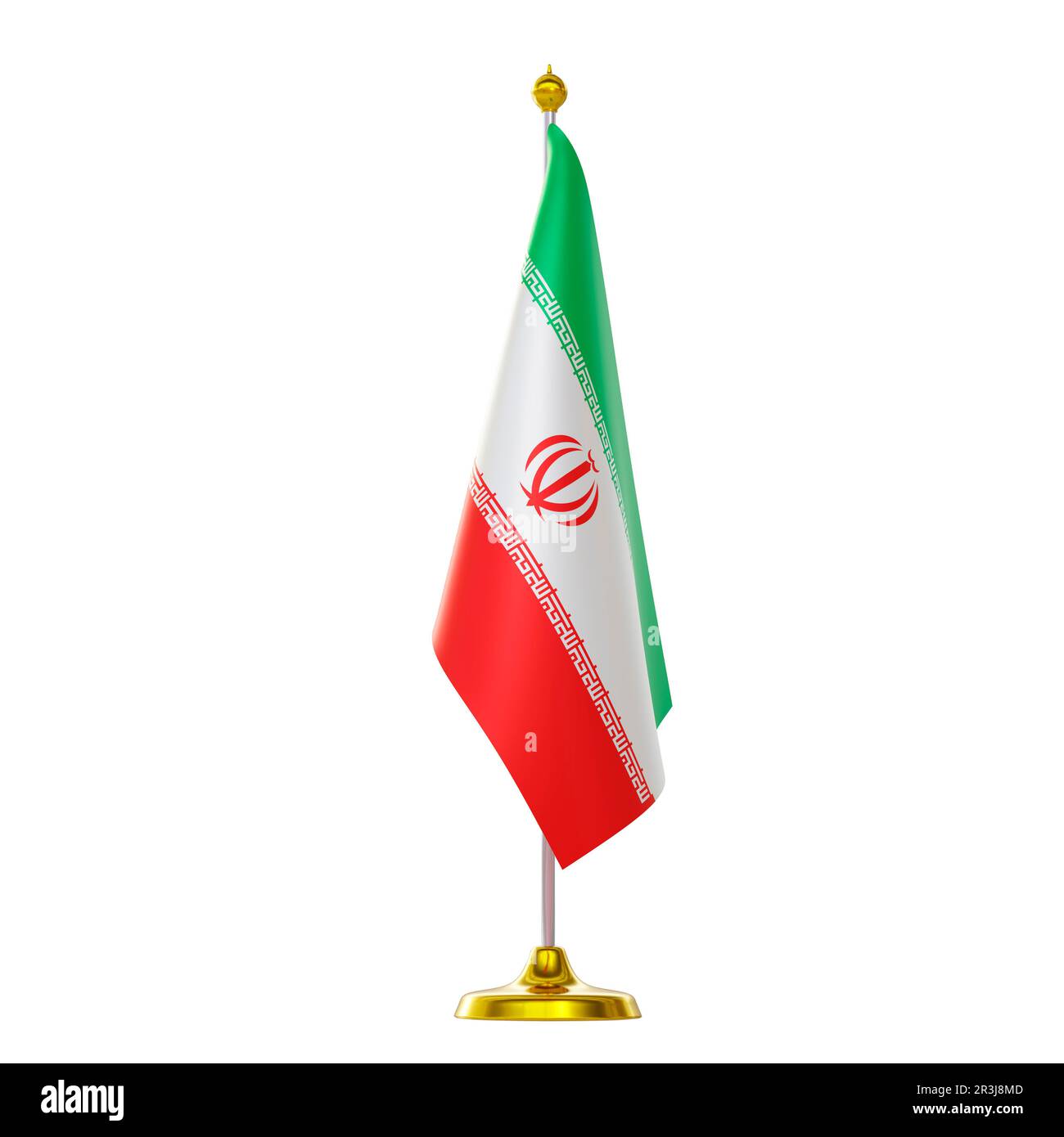 3d render of flag on pole for Iran countries summit and political meeting. Stock Photo