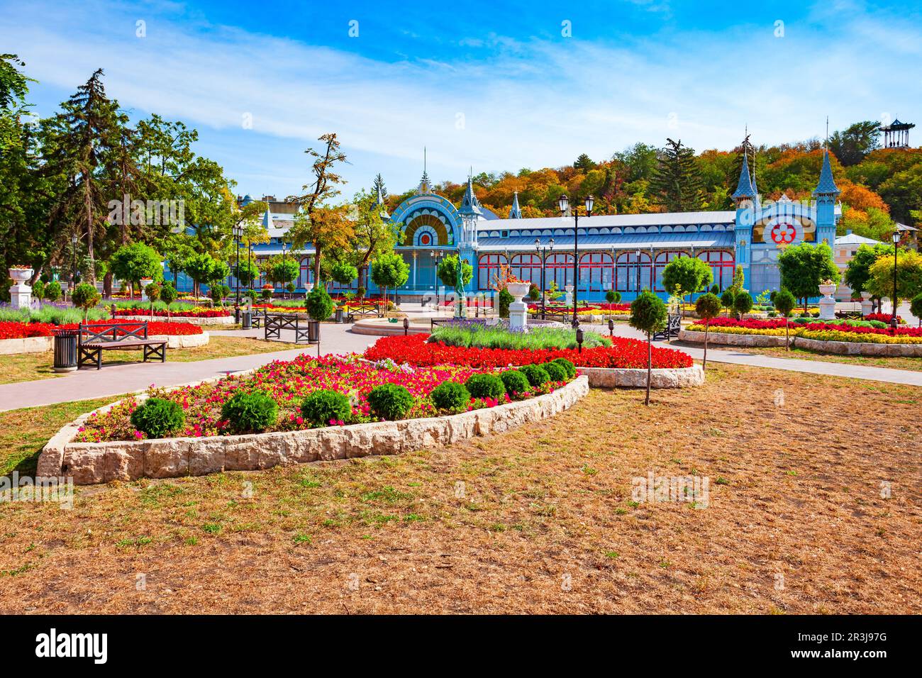 Fountain in Pyatigorsk city park. Pyatigorsk is a spa city in Caucasian Mineral Waters region, Stavropol Krai in Russia. Stock Photo