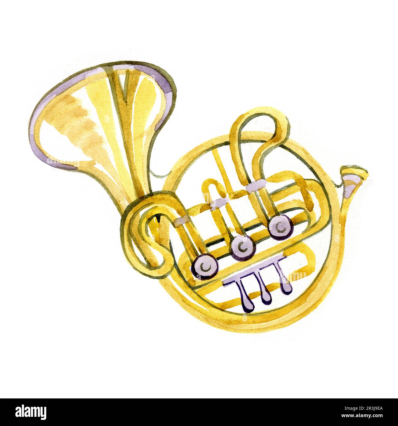 Watercolor copper brass band French horn Stock Photo Alamy