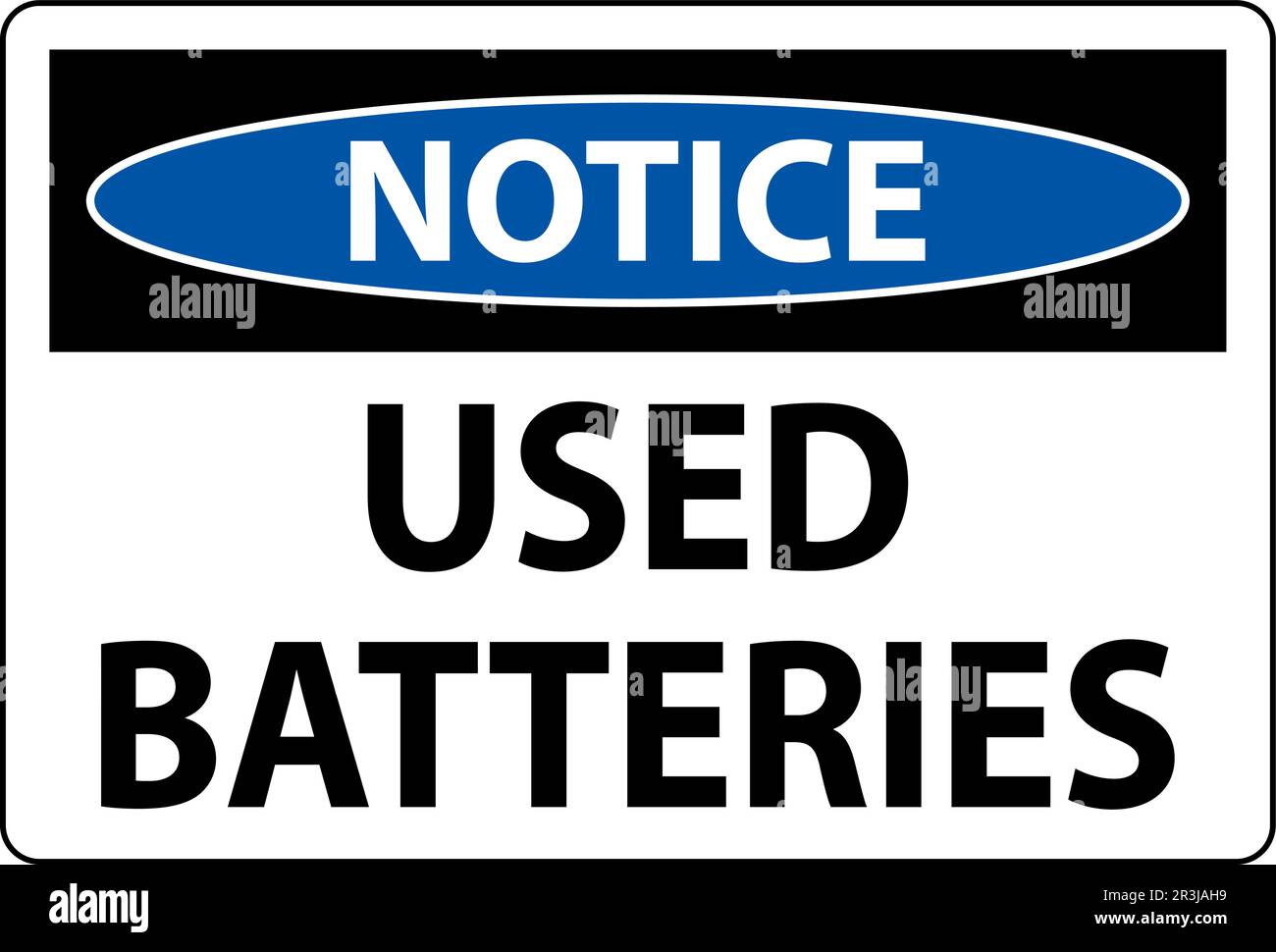 Notice Sign Used Batteries On White Background Stock Vector
