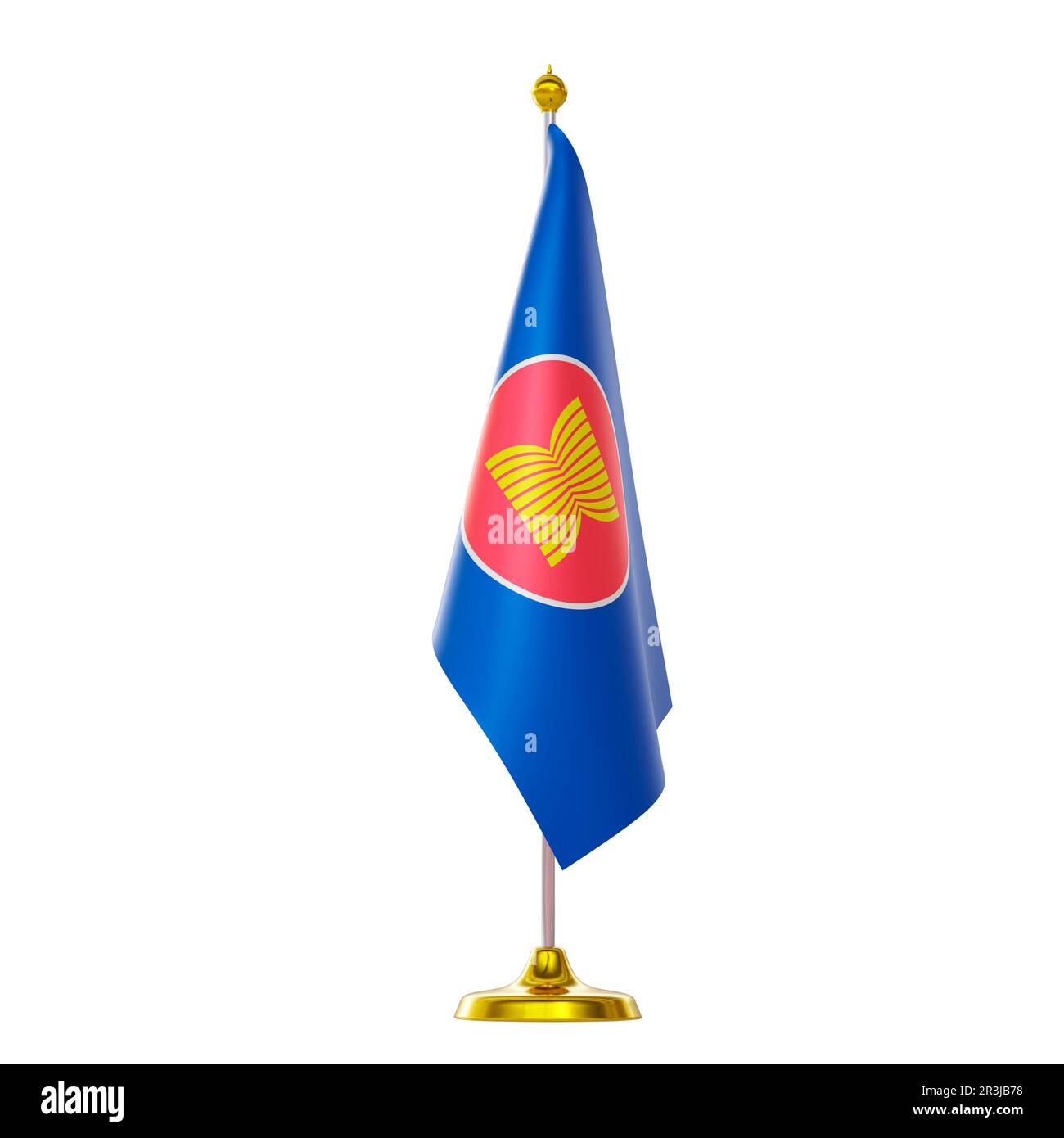 3d render of flag on pole for Asean countries summit and political meeting. Stock Photo