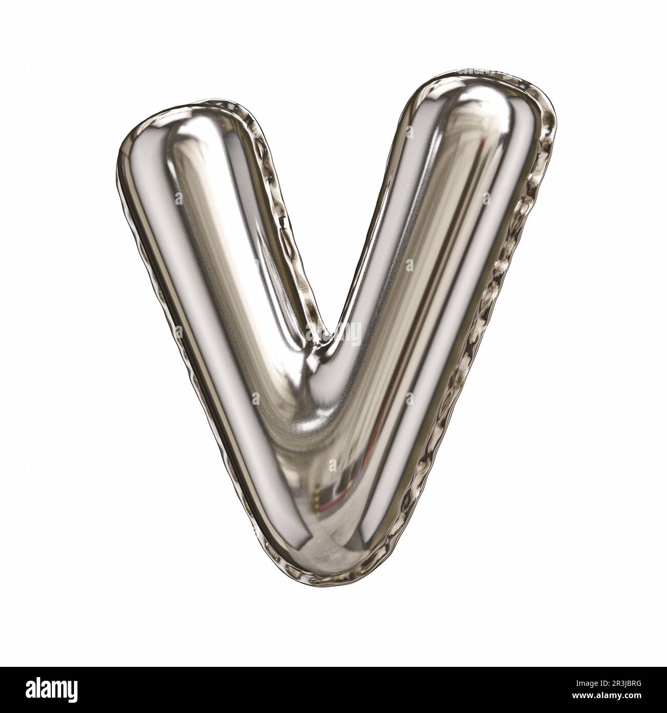Silver foil balloon font letter V 3D Stock Photo