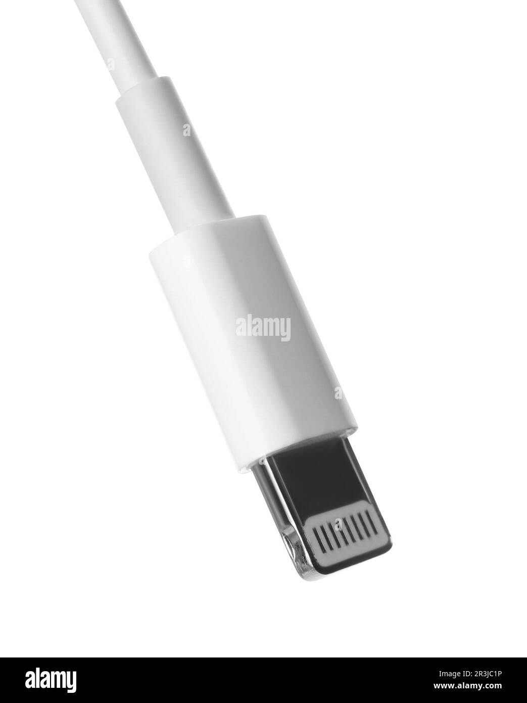 Lightning cable connector isolated on white. Modern technology Stock