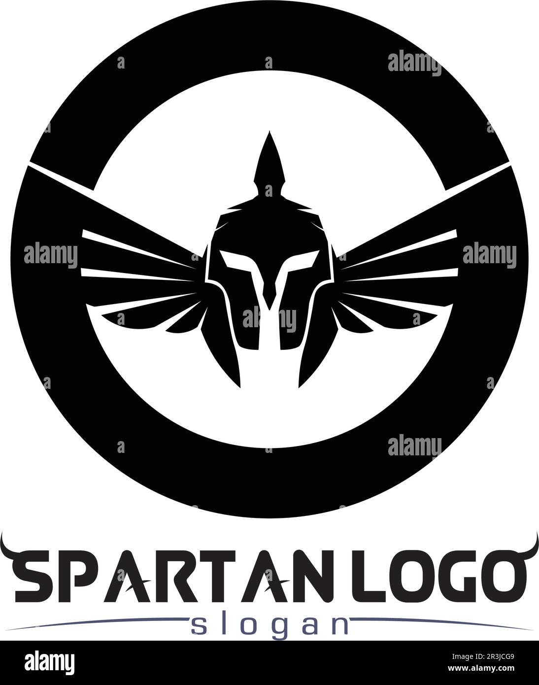 spartan logo black Glaiator and vector design helmet and head Stock Vector