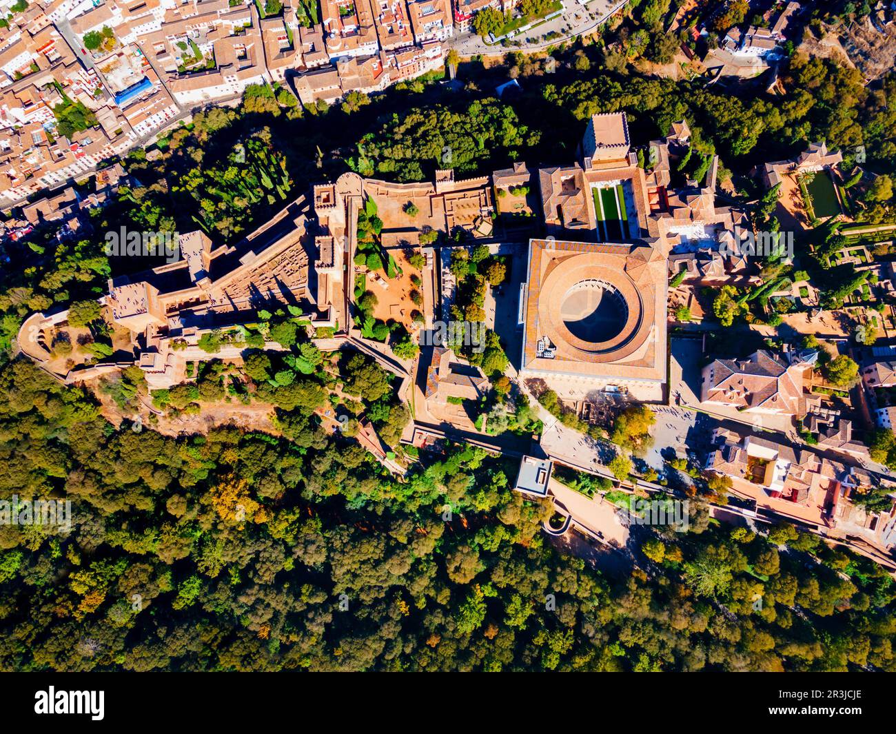 The Alhambra aerial panoramic view. The Alhambra is a fortress complex ...