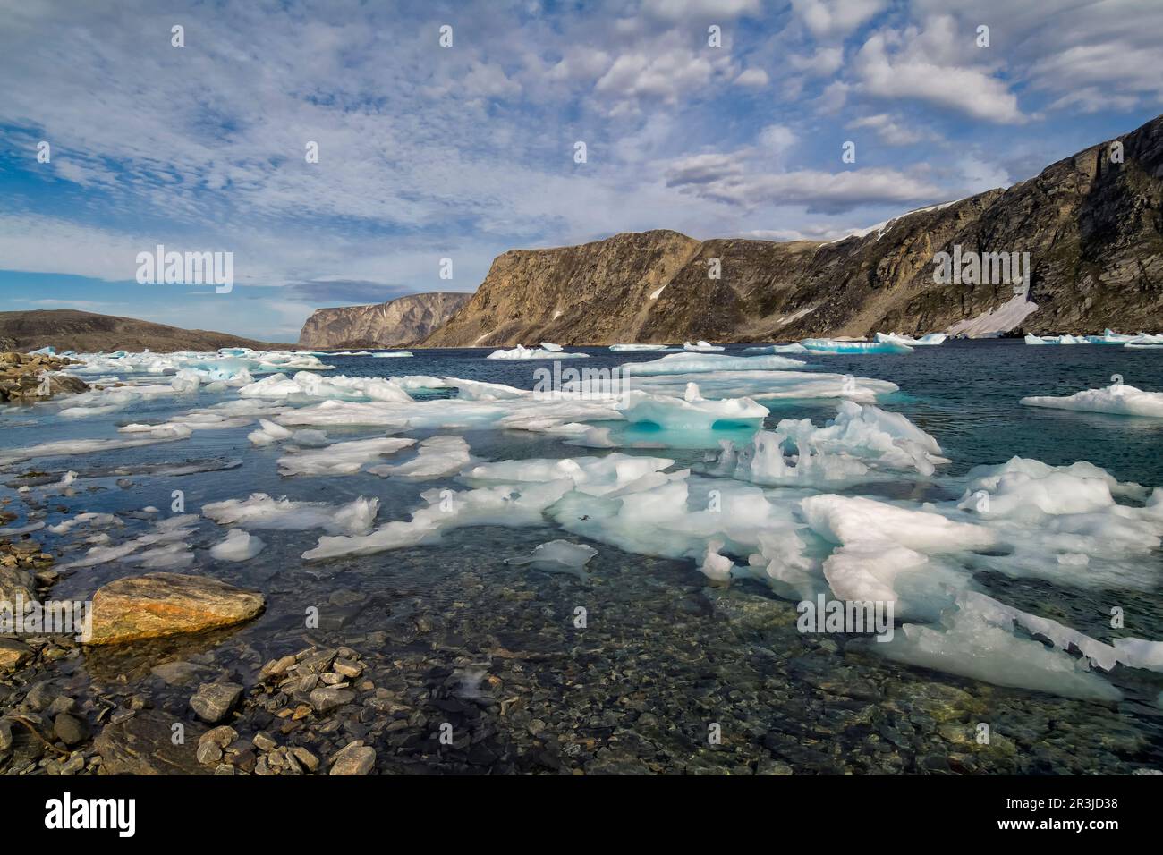 Glacial fjord at Cape Mercy, Cumberland Sound, Baffin Island, Nunavut ...