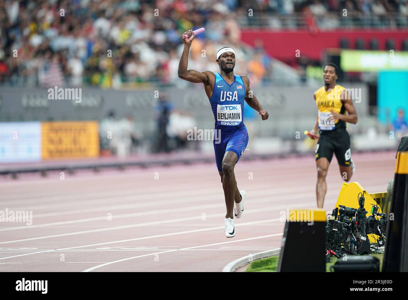Rai BENJAMIN running the 4x400m relay at the 2019 World Athletics