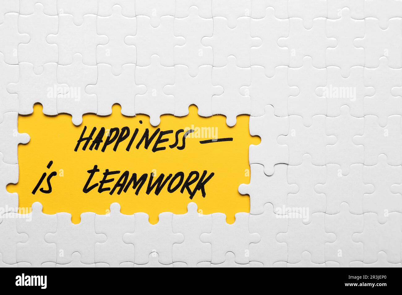 Recruitment concept. Phrase Happiness Is Teamwork surrounded by