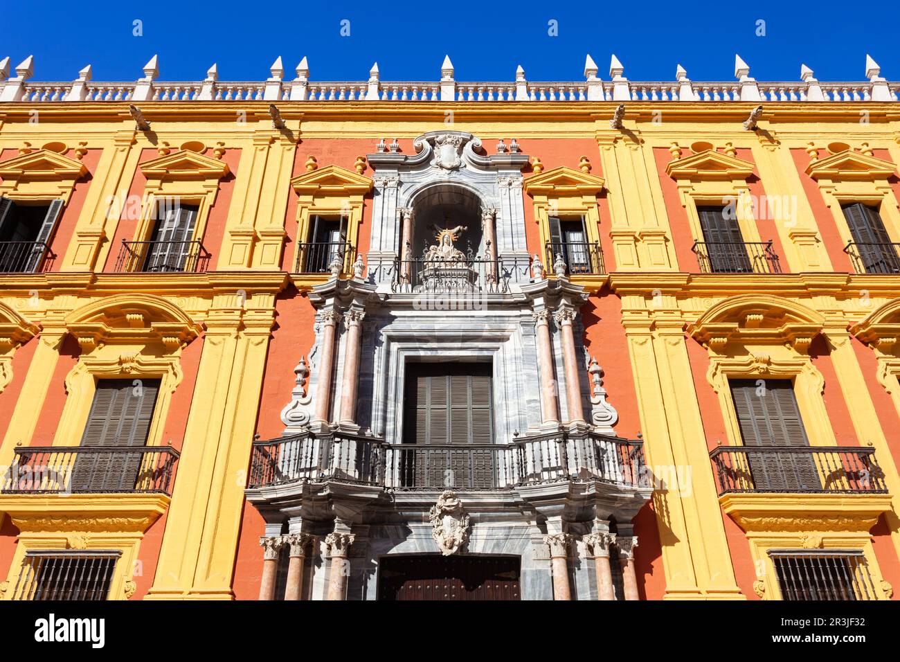 The Episcopal Palace of Malaga is located in the Plaza del Obispo, very close to the Cathedral of Malaga Stock Photo