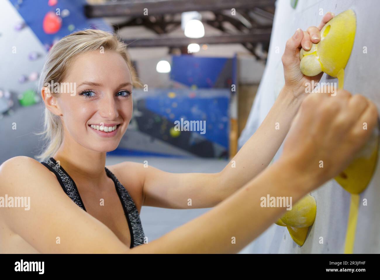 Climbing wall indoor helmet hi-res stock photography and images - Alamy