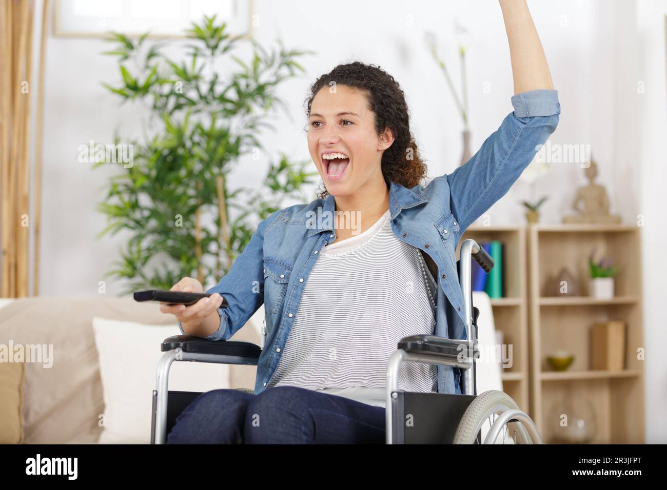 a happy woman in wheelchair Stock Photo - Alamy