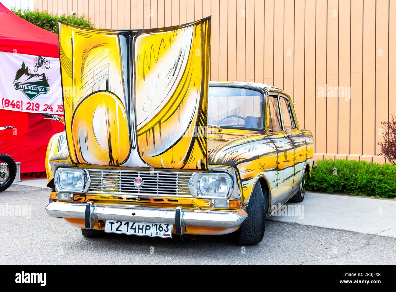 Samara, Russia - May 14, 2023: Vintage Russian Moskvich-412 vehicle at a local car show. Stock Photo