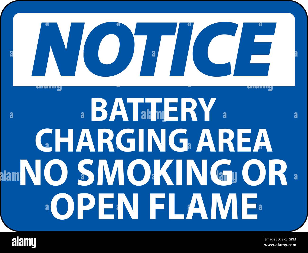 Notice Sign Battery Charging Area, No Smoking Or Open Flame Stock