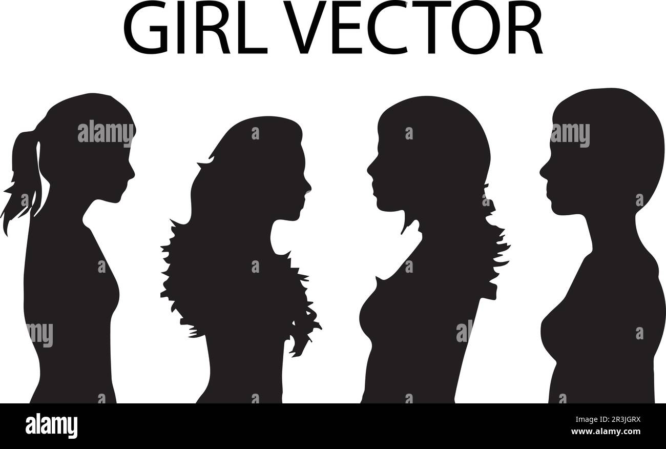 White profile silhouette of young girl or woman Vector Image