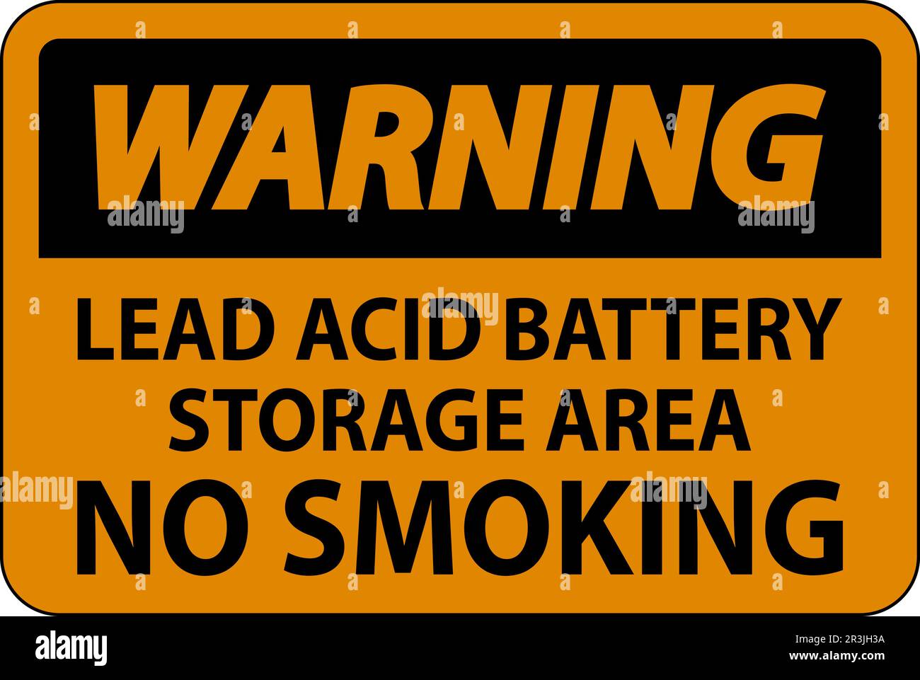 Warning Sign Lead Acid Battery Storage Area, No Smoking Stock Vector