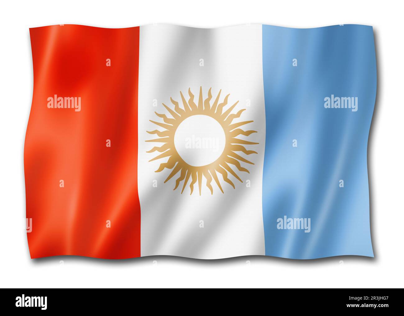 Cordoba province flag, Argentina waving banner collection. 3D illustration Stock Photo
